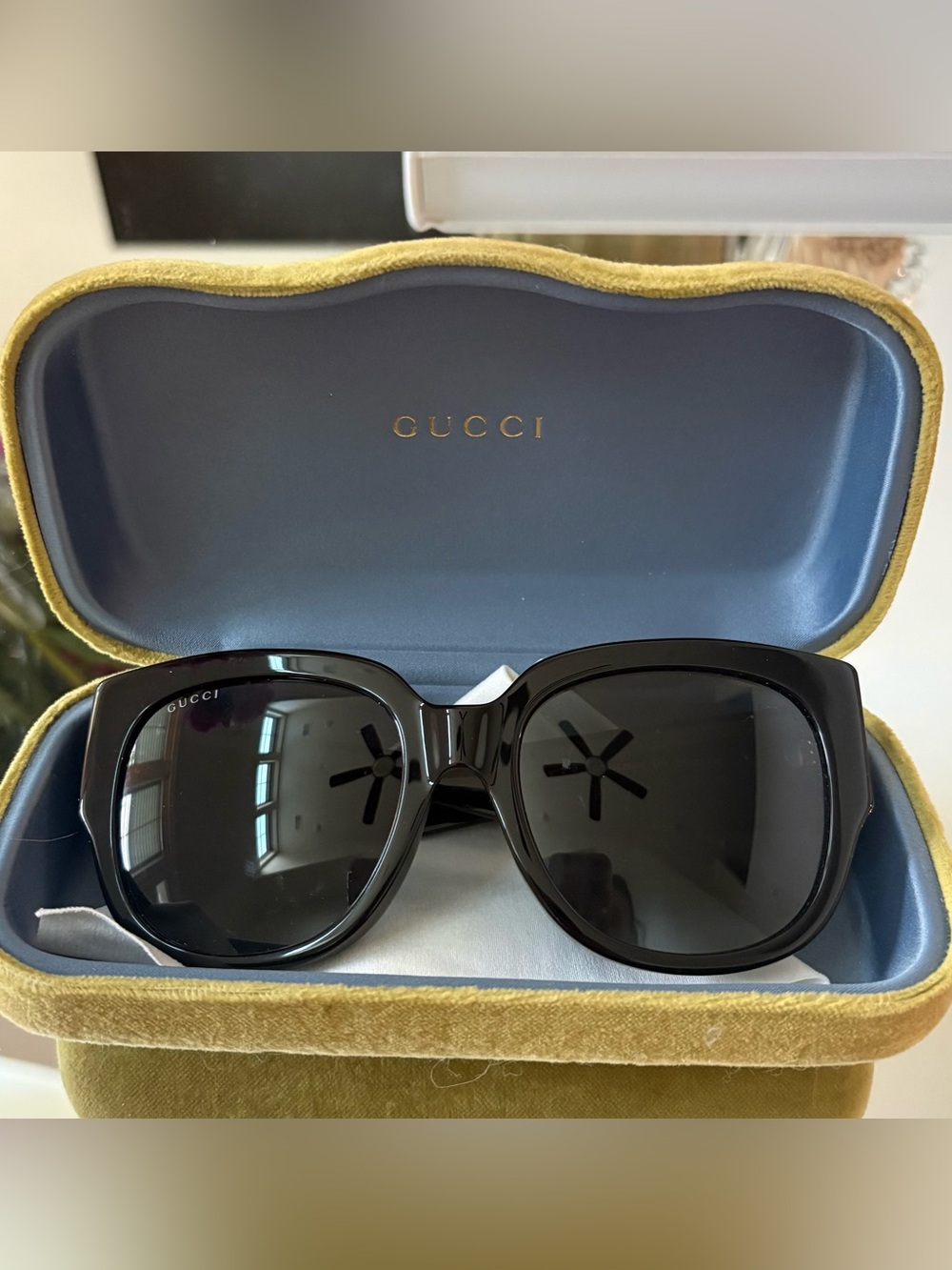 Gucci Gloss Black Oversized Square Sunglasses